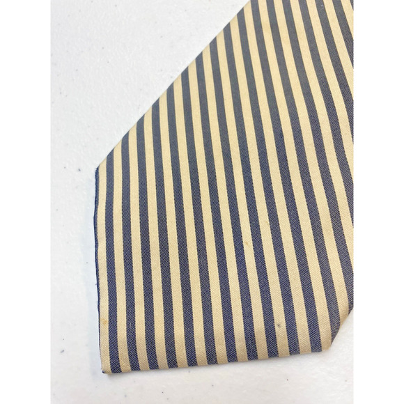 Coach Tie Necktie Mens Italian Silk Gray Cream Beige Diagonal Repp Stripe Preppy - Picture 1 of 11